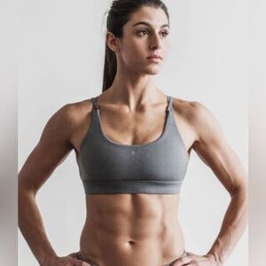 NWT NOBULL Women’s Heather Gray Crop Sports Bra Cross Cross Back Workout - XS